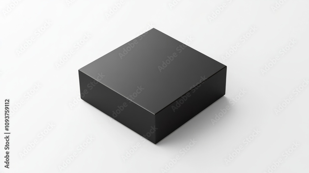 A square matte black box with sharp, clean lines, perfectly centered on a white background