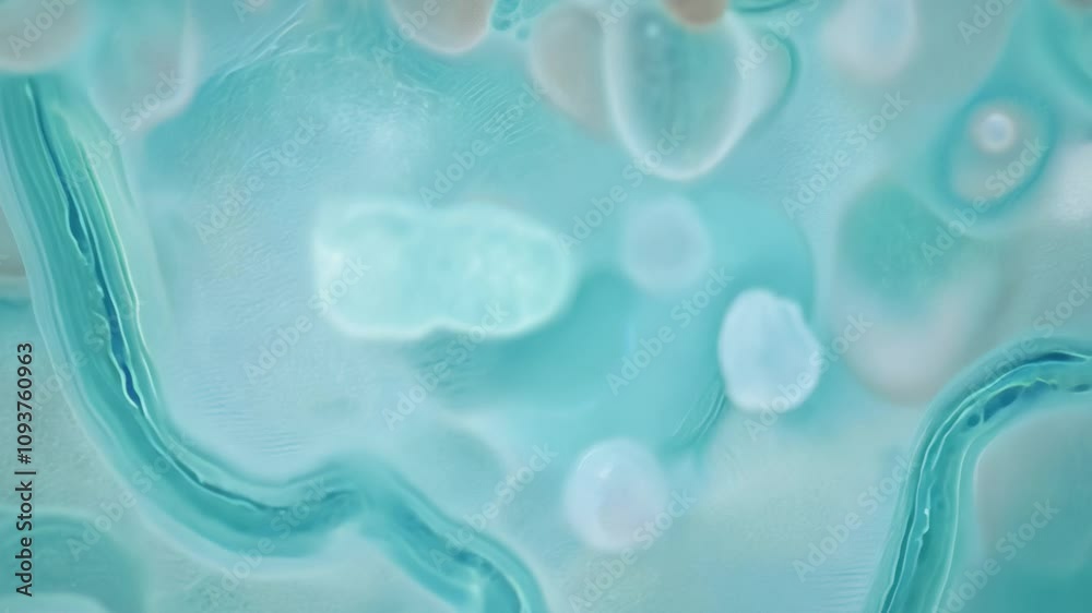 Microscopic view showing cells and organelles moving