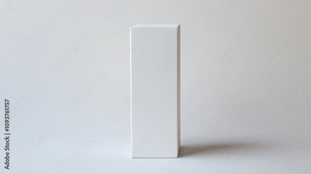 A tall, narrow box with a glossy white finish, standing vertically on a clean white background A tall, narrow box with a glossy white finish, standing vertically on a clean white background