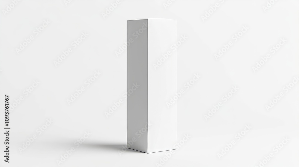 A tall, narrow box with a glossy white finish, standing vertically on a clean white background A tall, narrow box with a glossy white finish, standing vertically on a clean white background