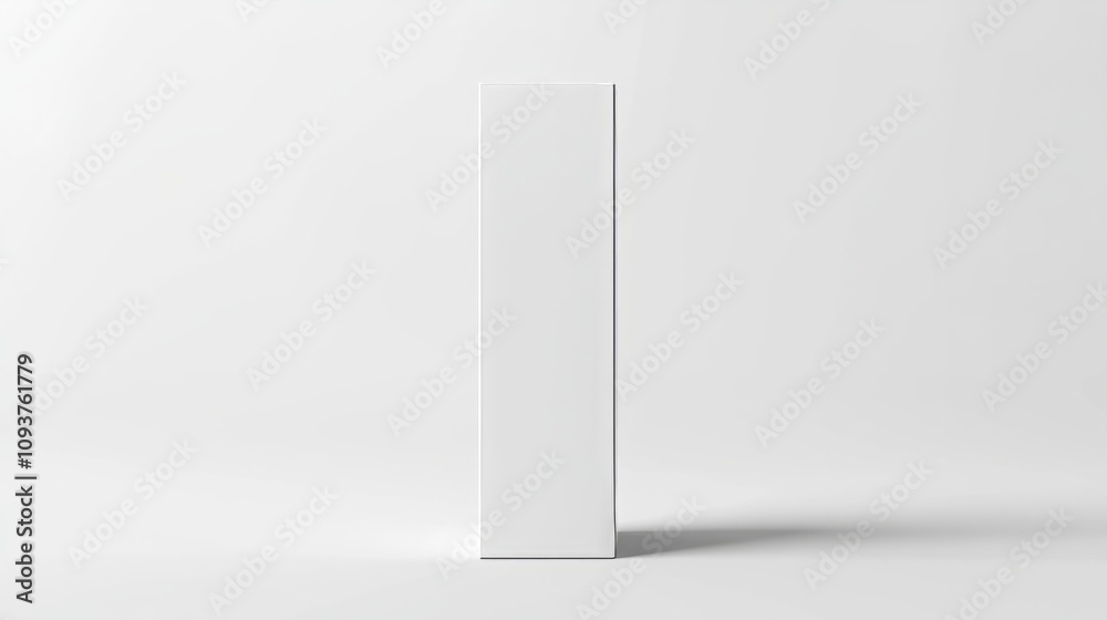 A tall, narrow box with a glossy white finish, standing vertically on a clean white background A tall, narrow box with a glossy white finish, standing vertically on a clean white background