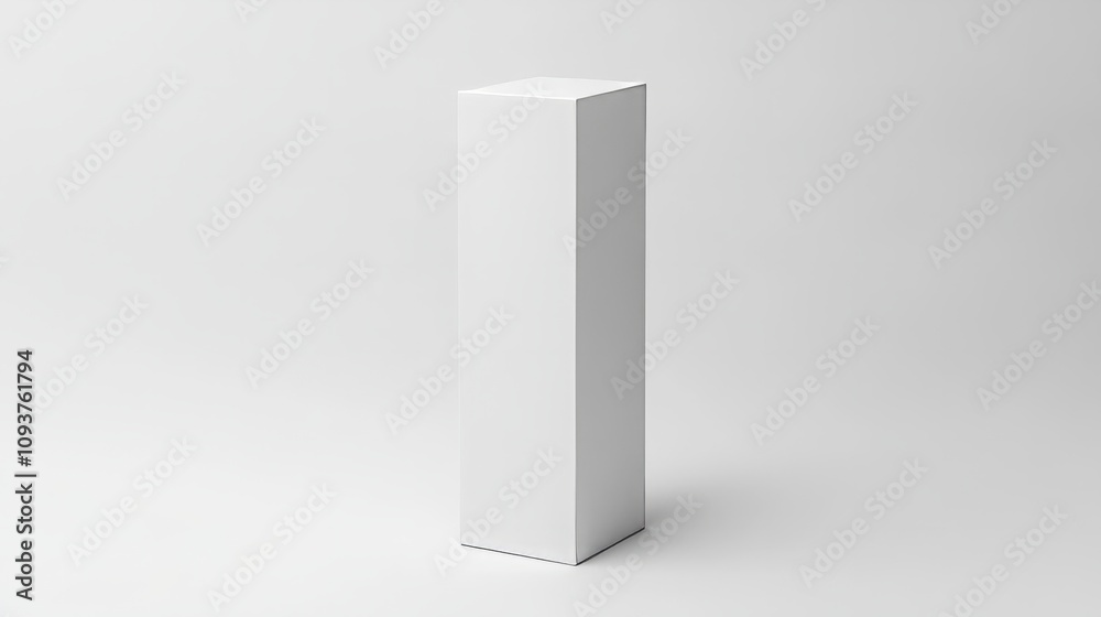 A tall, narrow box with a glossy white finish, standing vertically on a clean white background A tall, narrow box with a glossy white finish, standing vertically on a clean white background