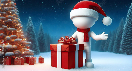 santa claus with gift box