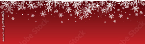 Abstract Christmas top snowflake seamless border red background