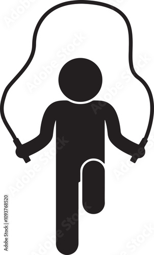 Illustration of a silhouette stickman icon jumping rope