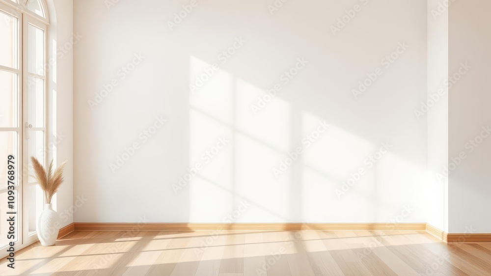 Frame sitting on modern wooden floor mockup with shadows, interior, blank, home Frame sitting on modern wooden floor mockup with shadows, interior, blank, home