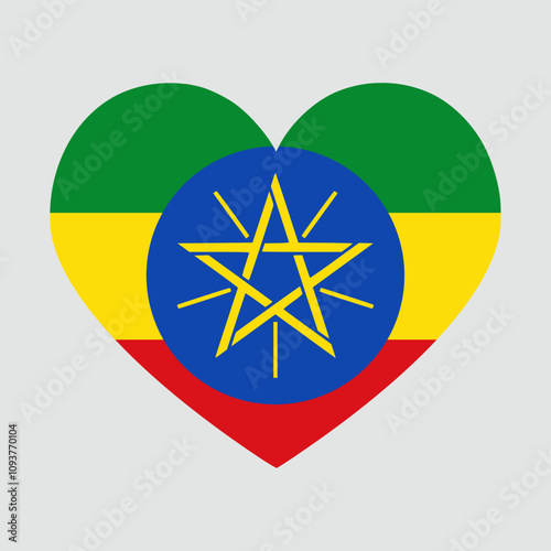 ethiopia flag heart shaped. Love symbol. Vector illustration