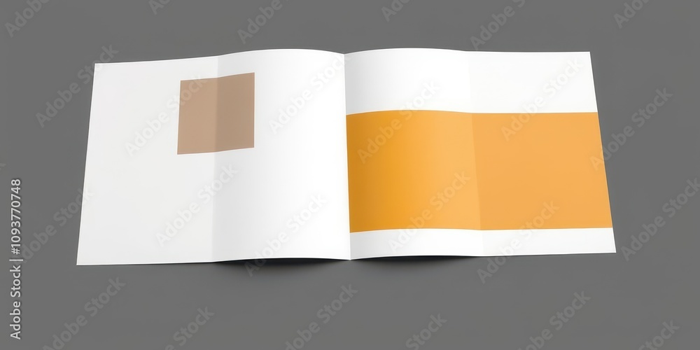 Fototapeta premium Two bifold brochure mockups displayed on a plain background, template, paper, corporate