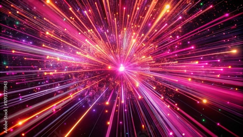 Aerial View of Ethereal Pink Lines Flickering with Particles in Motion, Capturing an Abstract Dance of Light and Color in a Dreamlike Atmosphere