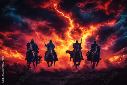 Four Horsemen of Apocalypse in Fire photo