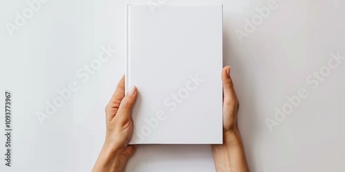 A woman hand holding a white magazine book mockup