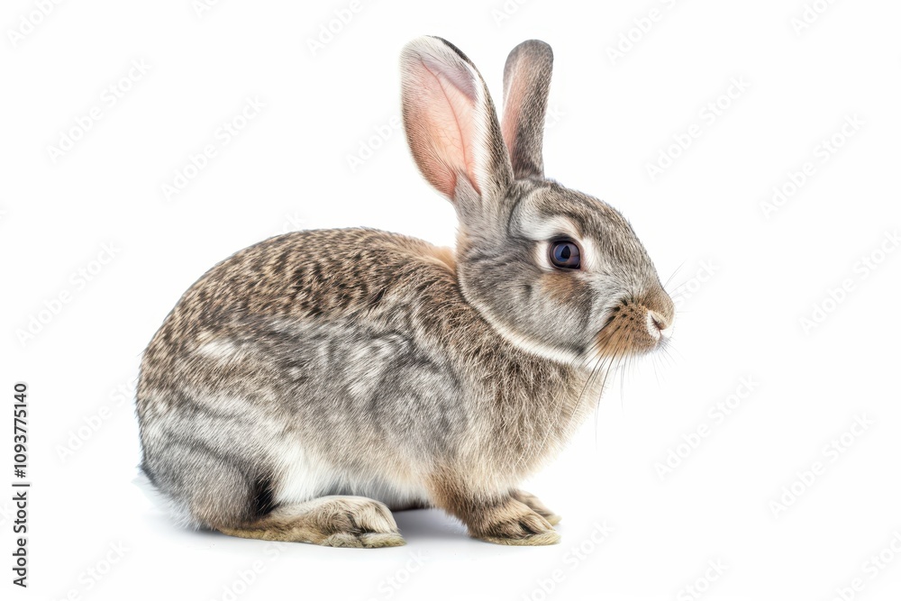 Grey bunny on white surface Grey bunny on white surface