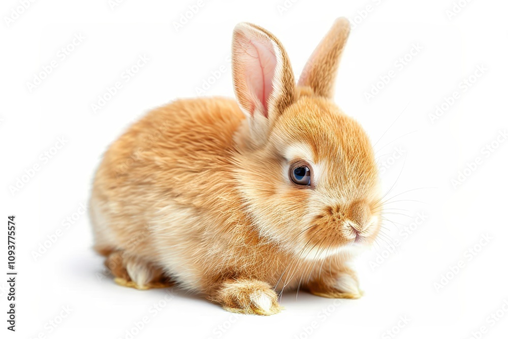 Fototapeta premium Orange rabbit baby on white background