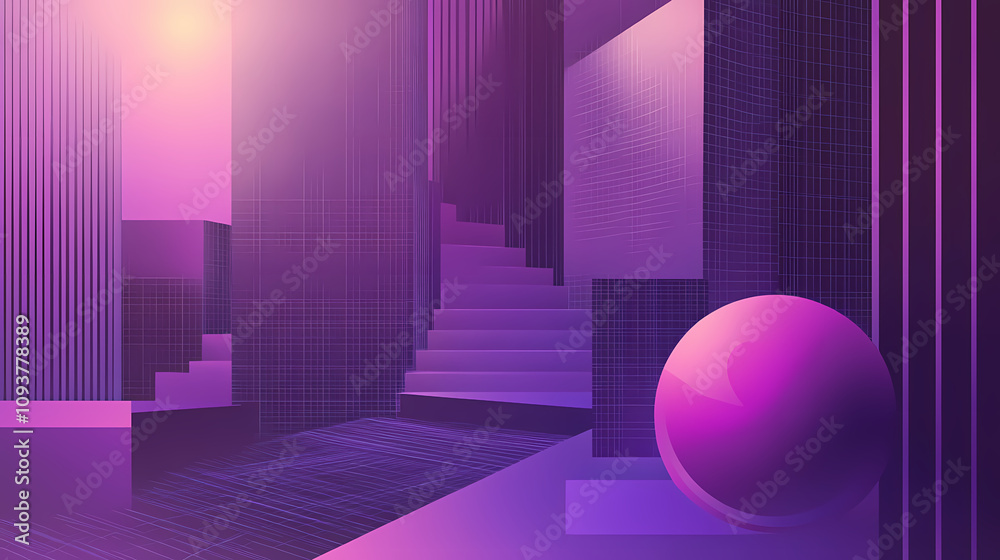 Dream space under purple neon. Abstract Neon Geometry. Illustration Dream space under purple neon. Abstract Neon Geometry. Illustration