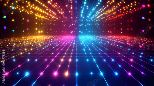 Vibrant Disco Dance Floor with Laser Lights.high quality image