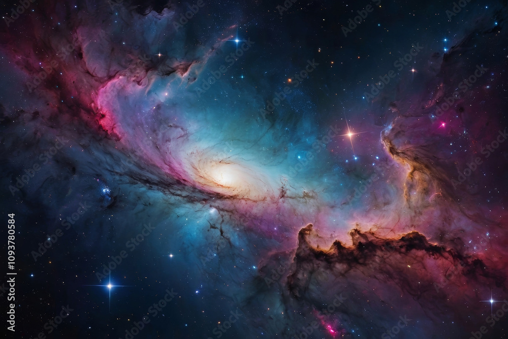A galaxy with nebula and stars in the space A galaxy with nebula and stars in the space