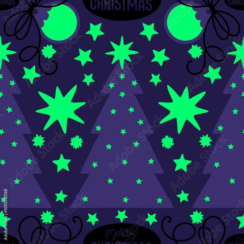 Christmas tree seamless winter toys pattern for wrapping paper and fabric