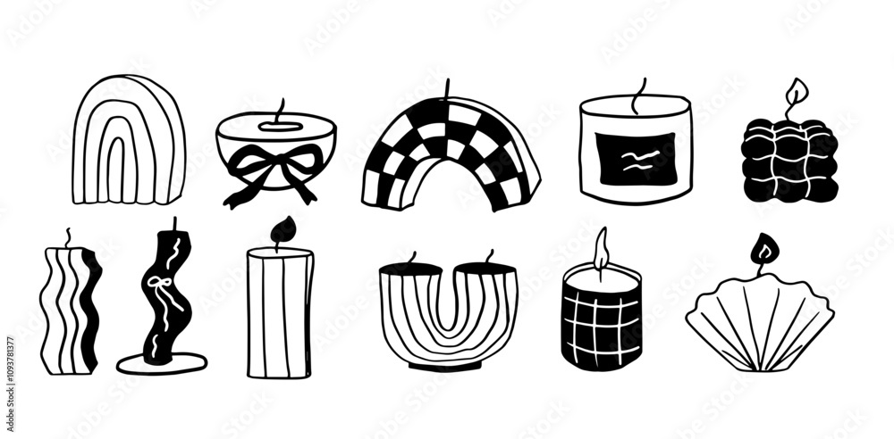 Candle Set Illustration | Minimalist Doodle Vector for Cozy and Romantic Designs Candle Set Illustration | Minimalist Doodle Vector for Cozy and Romantic Designs
