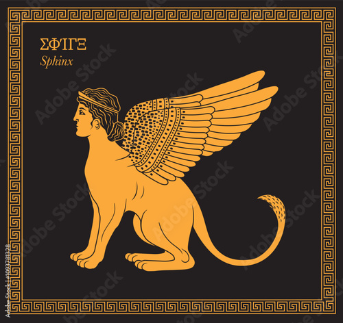 Vector illustration of a mythical Greek sphinx