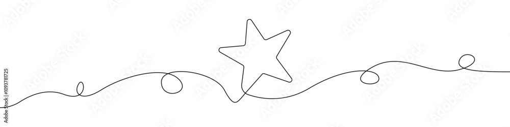 Star icon line continuous drawing vector. One line Infinity Star icon vector background. Star icon. Continuous outline of a Star.
