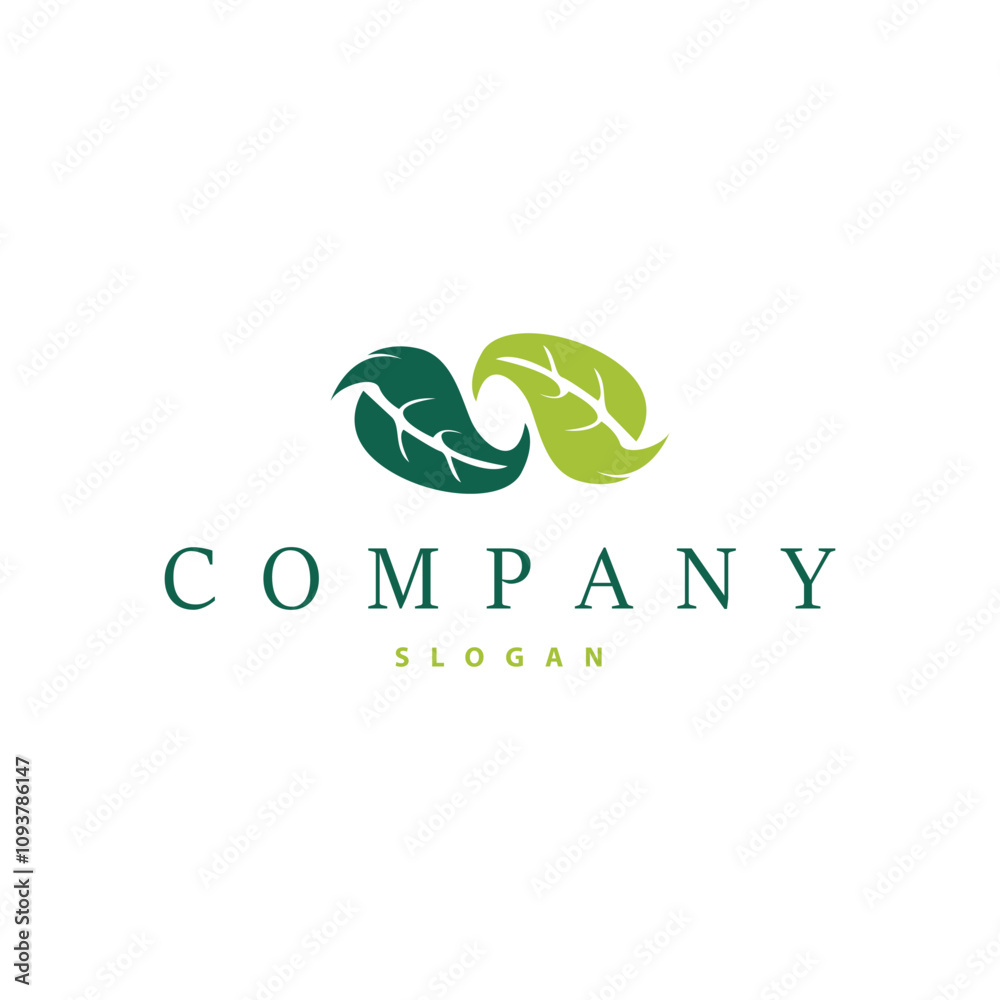 Fototapeta premium Leaf logo design template simple silhouette illustration plant leaf vector for business branding