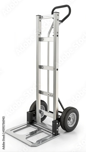 Sturdy hand truck with pneumatic wheels for efficient heavy lifting photo