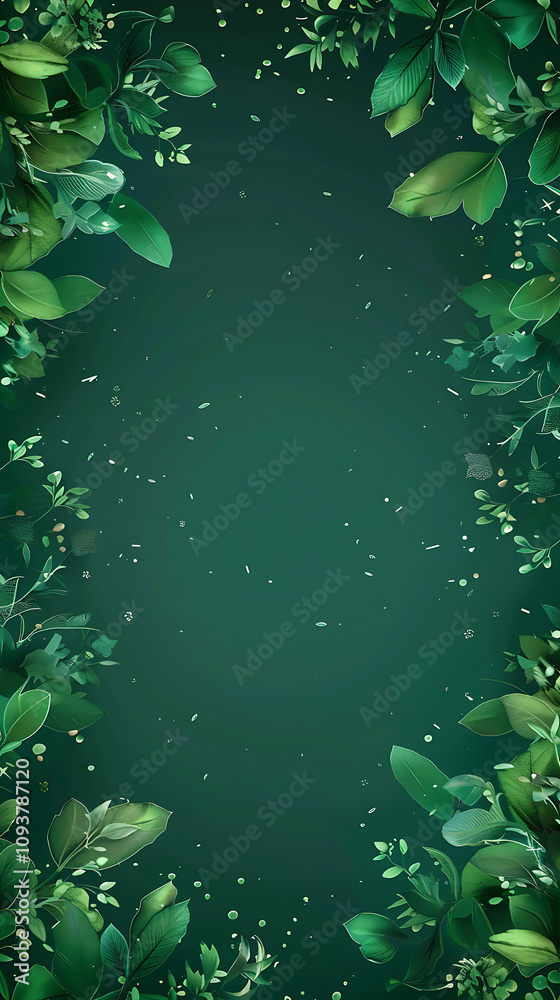 nature-themed mobile wallpaper, gradient green background with leaves framing the sides, ideal for a mobile wallpaper nature-themed mobile wallpaper, gradient green background with leaves framing the sides, ideal for a mobile wallpaper