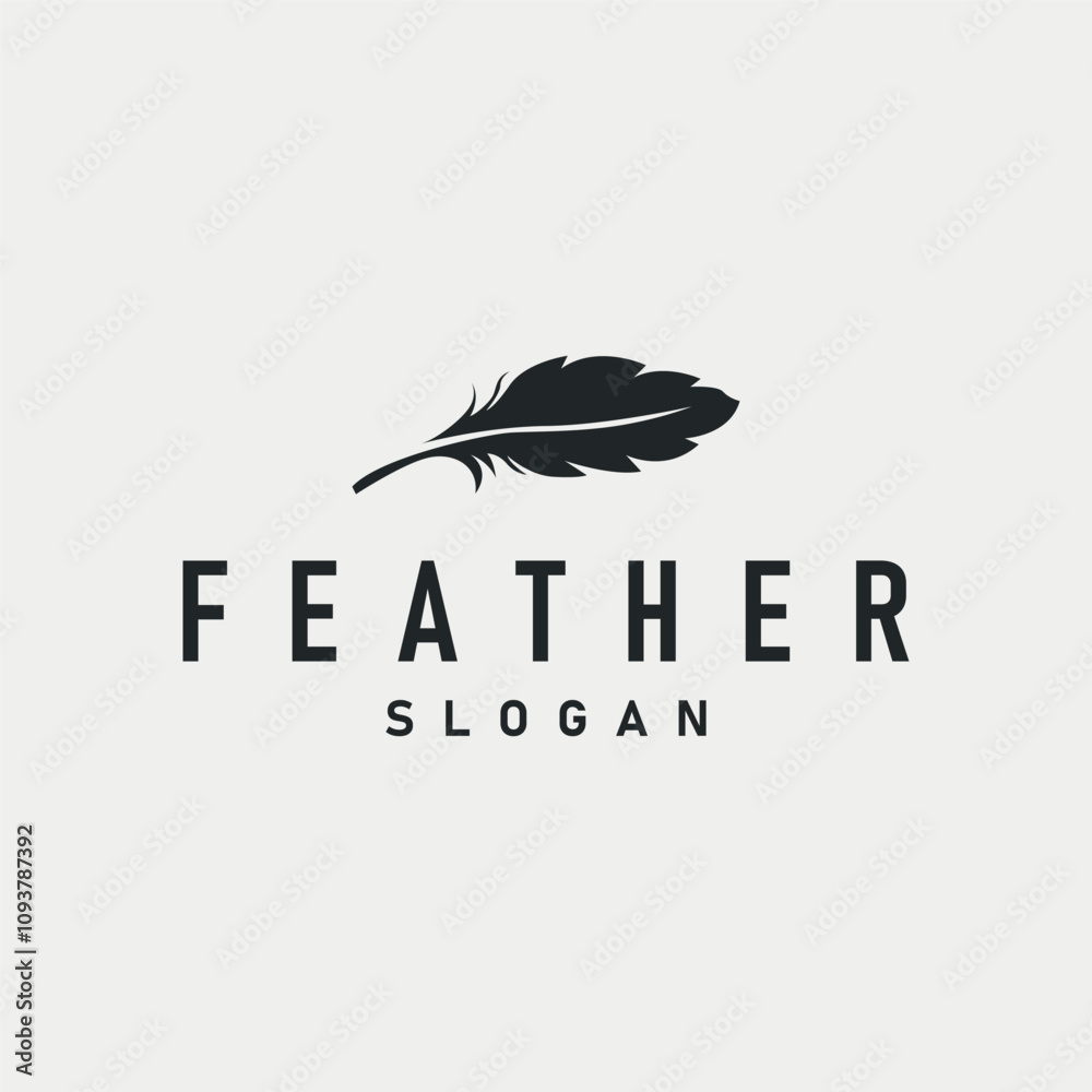 Feather Logo Design Minimalist Vector Template Feather Logo Design Minimalist Vector Template