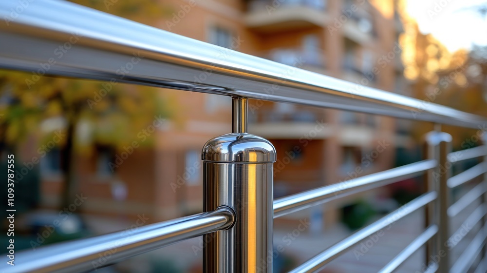 Modern stainless steel railing close-up. Modern stainless steel railing close-up.