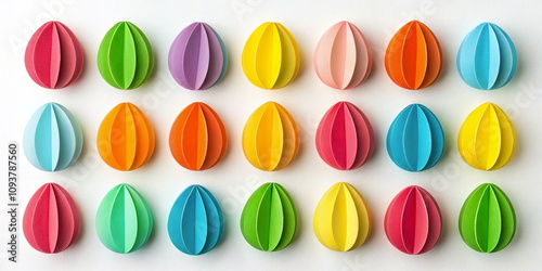 Colorful paper Easter eggs for festive designs, craft projects, and holiday-themed websites and blogs