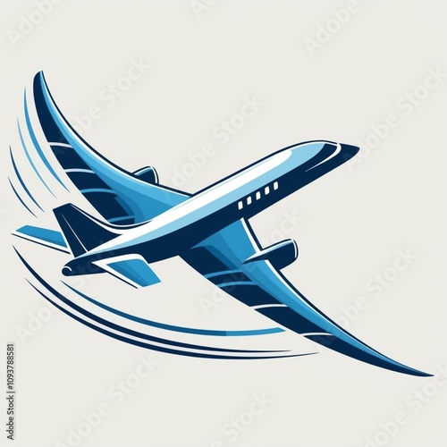 illustration of airplane with reflection
