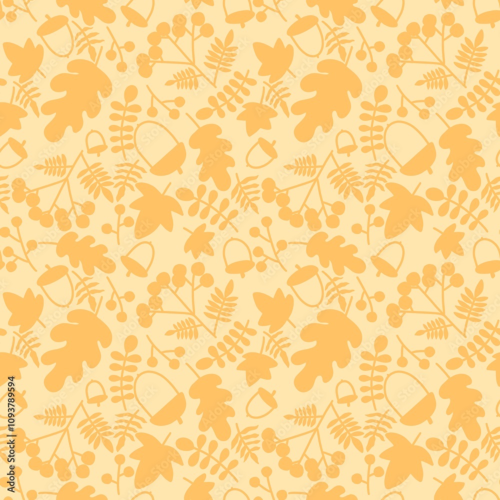 Autumn floral and berries seamless rowanberry pattern for wrapping paper Autumn floral and berries seamless rowanberry pattern for wrapping paper