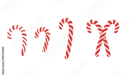 Candy Cane Vector, Candy Cane Illustration. Christmas Candy Canes, Candy Cane Set, Vector Illustration Background