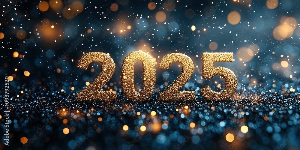 Happy New Year 2025. Burning sparkling text 2025 isolated on black background. Happy New Year 2025. Burning sparkling text 2025 isolated on black background.