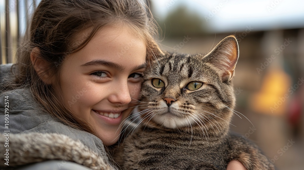 Girl and Cat A Portrait of Affection Girl and Cat A Portrait of Affection