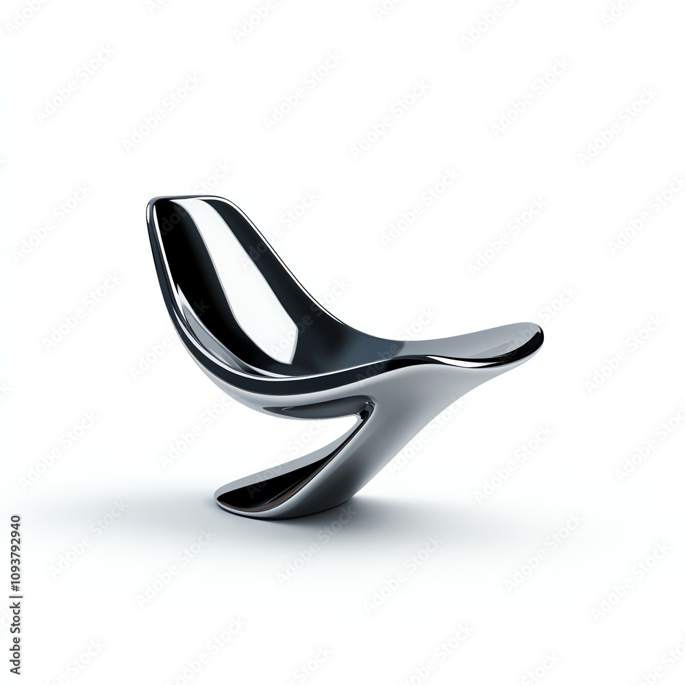 Modern black chair design with sleek curves on a white isolated background. Modern black chair design with sleek curves on a white isolated background.
