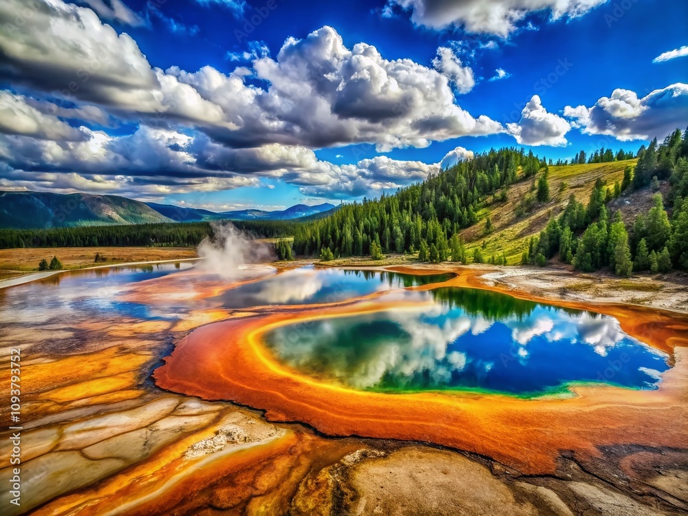 Breathtaking Conceptual Photography of Yellowstone National Park's Unique Geothermal Features, Majestic Landscapes, and Vibrant Wildlife in a Stunning Natural Setting Breathtaking Conceptual Photography of Yellowstone National Park's Unique Geothermal Features, Majestic Landscapes, and Vibrant Wildlife in a Stunning Natural Setting
