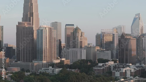 aerial shot of downtown Indianapolis on a summer sunset -  Mile Square, Indianapolis