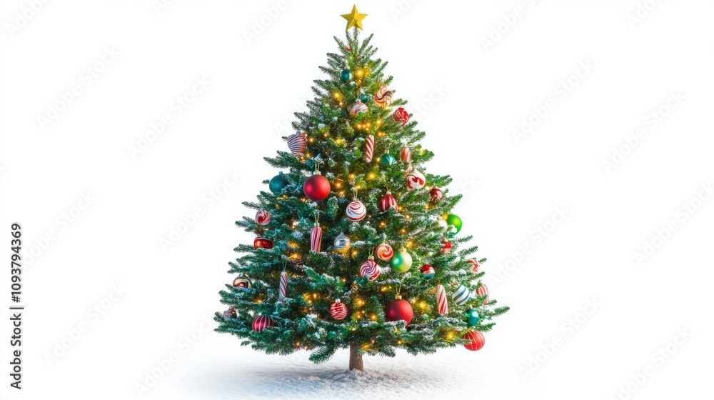 christmas tree and decorations isolated on white christmas tree and decorations isolated on white