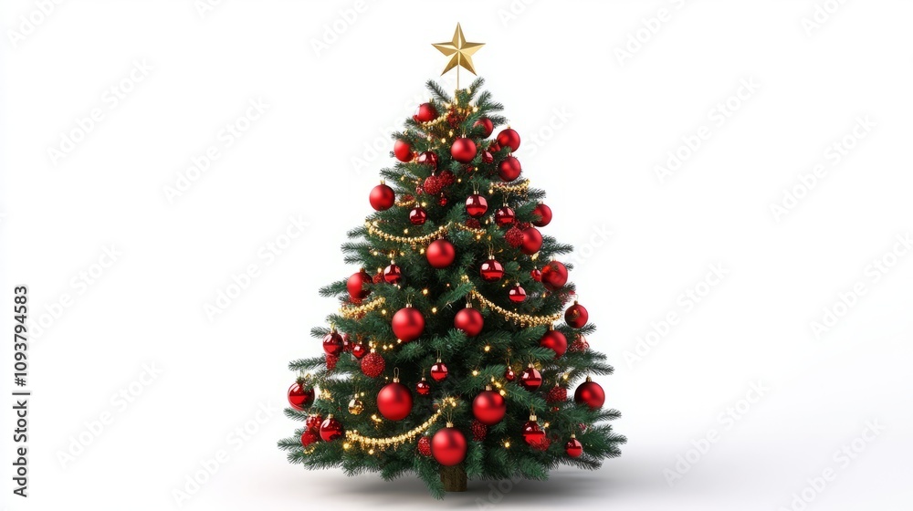 christmas tree and decorations isolated on white christmas tree and decorations isolated on white