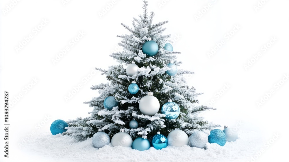 christmas tree and decorations isolated on white christmas tree and decorations isolated on white