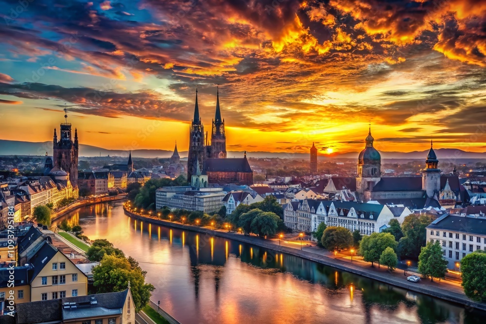 Breathtaking Panoramic View of European Skyline Silhouette Against a Colorful Sunset with Iconic Landmarks and City Lights Illuminating the Horizon in a Stunning Urban Landscape Breathtaking Panoramic View of European Skyline Silhouette Against a Colorful Sunset with Iconic Landmarks and City Lights Illuminating the Horizon in a Stunning Urban Landscape
