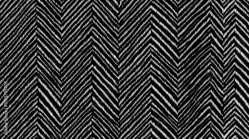 A seamless black-and-white herringbone pattern on a modern fabric texture.