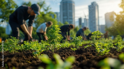 Wallpaper Mural Community action day urban tree planting event city park environmental awareness green initiative Torontodigital.ca