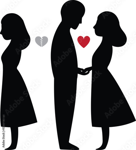 Cheating in a relationship Sign couple lovers Cheating Man icon.