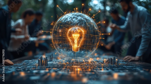 Wallpaper Mural Innovators celebrating world intellectual property day outdoor setting digital concept tech innovation perspective Torontodigital.ca