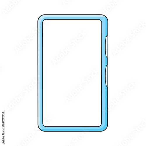 Blue smartphone with an empty blank screen isolated vector illustration