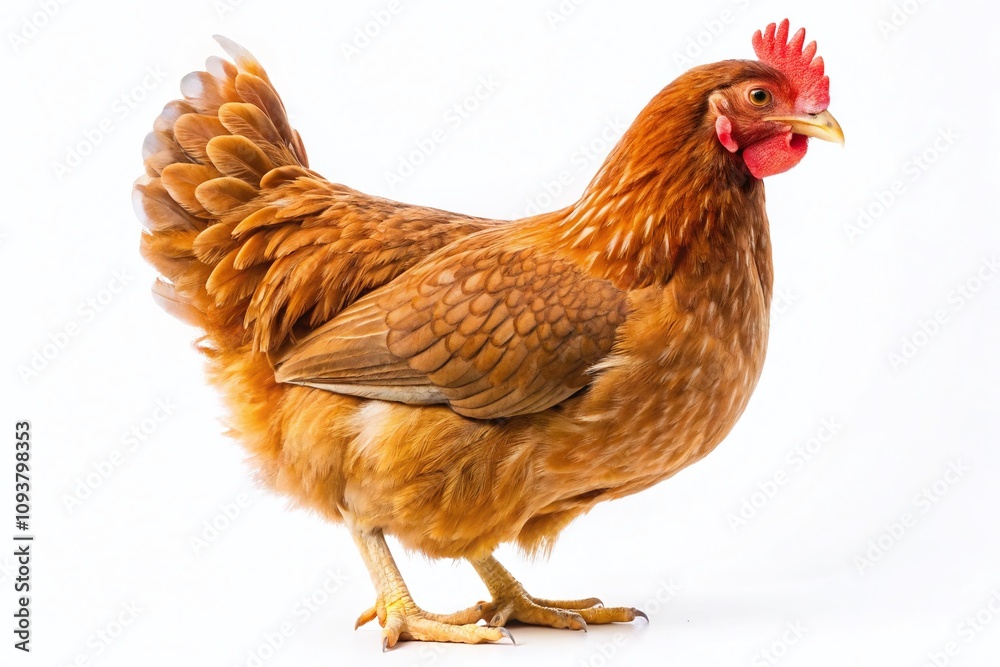 Brown Hen Isolated on White Background for Food Photography - Perfect for Culinary Use, Print Media, and Educational Purposes Showcasing Poultry in a Simple Yet Elegant Style Brown Hen Isolated on White Background for Food Photography - Perfect for Culinary Use, Print Media, and Educational Purposes Showcasing Poultry in a Simple Yet Elegant Style