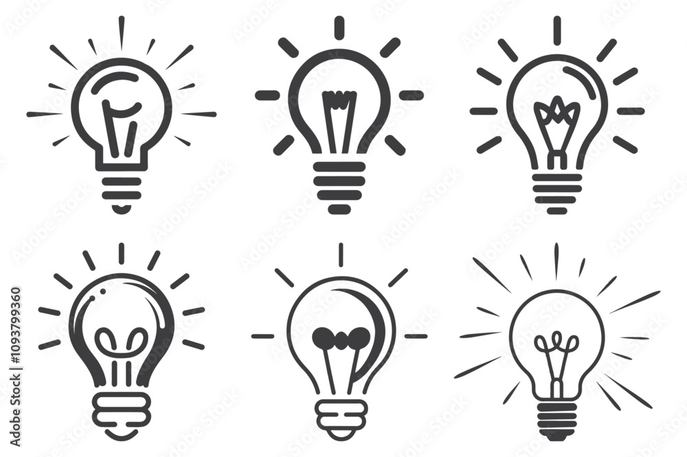 Eco-Friendly Light Bulb Icon with Leaf and Lightning Bolt in Minimalist Black and White Design Eco-Friendly Light Bulb Icon with Leaf and Lightning Bolt in Minimalist Black and White Design