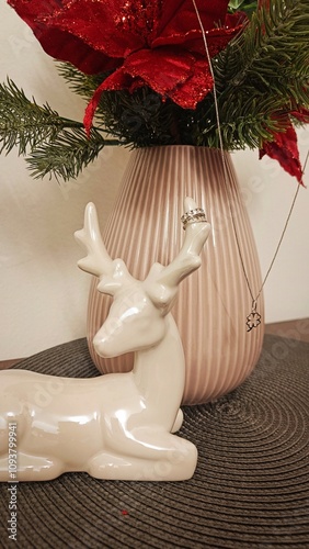 christmas reindeer derocation with jewelry photo